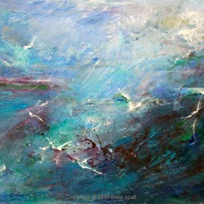 Blue Seascape and Gulls by Maia Spall