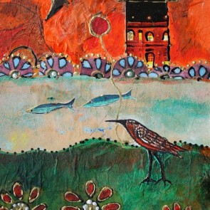 Crane Walking - collage by Sofiah Garrard