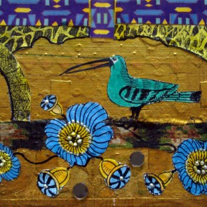 Green Bird - collage by Sofiah Garrard