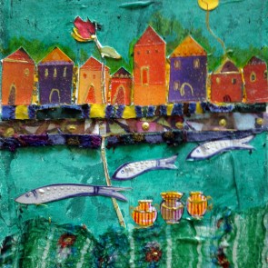 Three Fish - collage by Sofiah Garrard