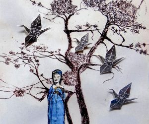 Lady with Origami Birds