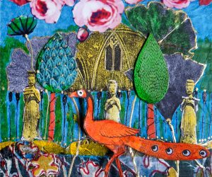 Peacock Walks Past the Chapel