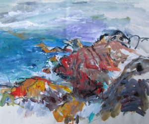 Red Rocks, West Coast, Iona (watercolour)