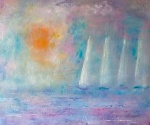 Sun and sails (acrylic & oils on board)