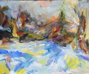 The Wood with Snow (oil on canvas)