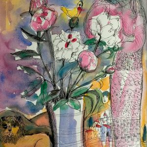 Watercolour & Indian Silk (40x50cm)