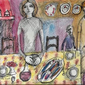 Watercolour & Indian Silk (50x50cm)